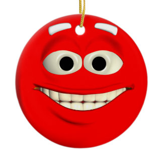 Red Emoticon Ceramic Ornament