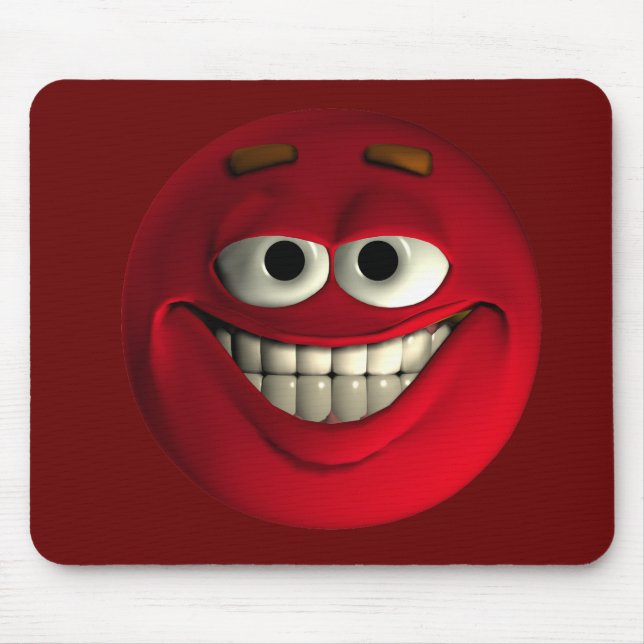 Red Emoticon Laughing Mouse Pad (Front)