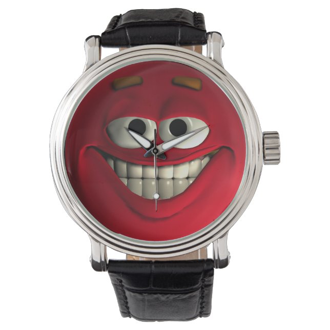 Red Emoticon With White Teeth Watch (Front)
