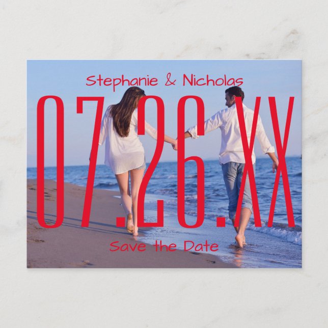Red Empire Date & Photo - Save the Date Postcard (Front)
