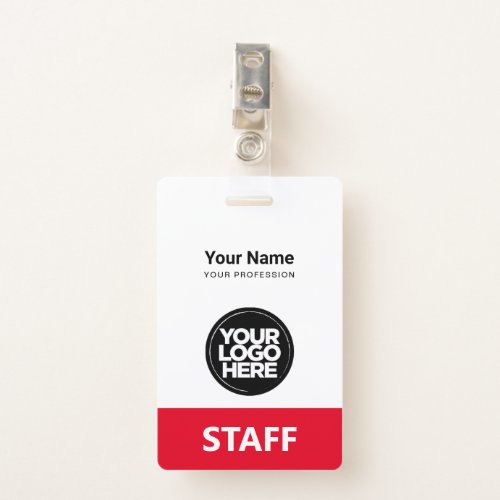 Red Employee Name Business Logo Staff Tag Badge