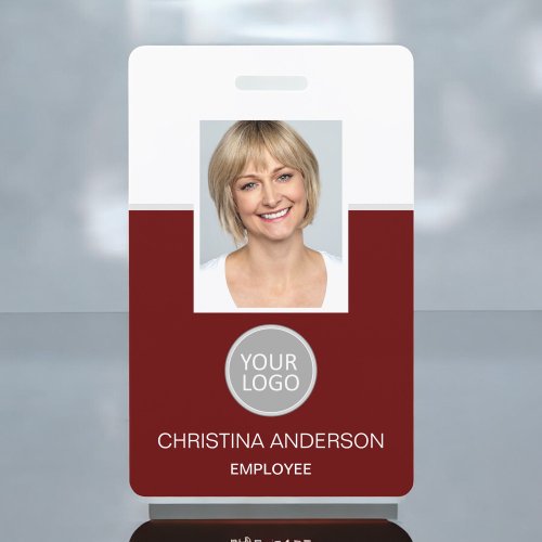 Red Employee Name Logo Photo Corporate Work Badge