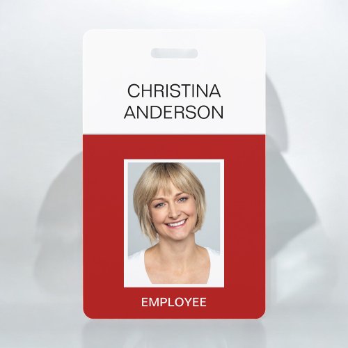Red Employee - Name Photo Corporate Work Badge