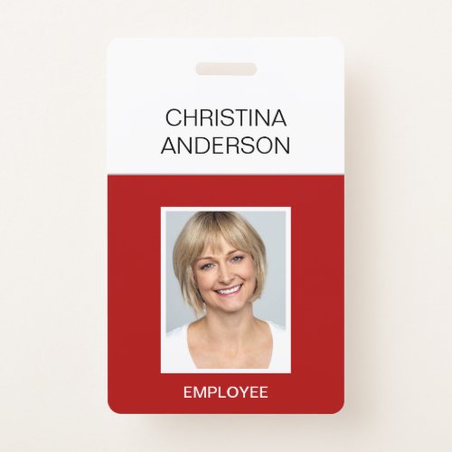 Red Employee  _ Name Photo Corporate Work Badge