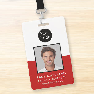 Red Employee Photo Company ID Badge