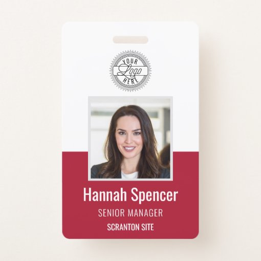 Red | Employee Photo ID Company Security Badge | Zazzle