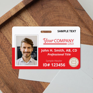 Red Employee Photo ID with Logo Badge