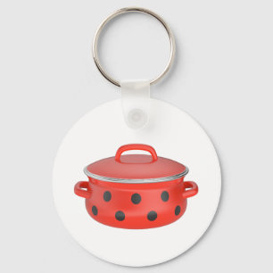 Red enamel cooking pot keychain