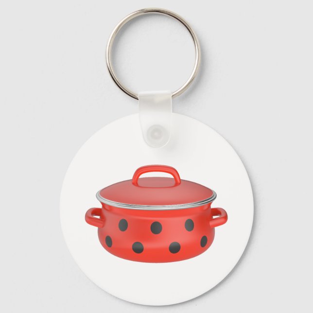 Red enamel cooking pot keychain (Front)