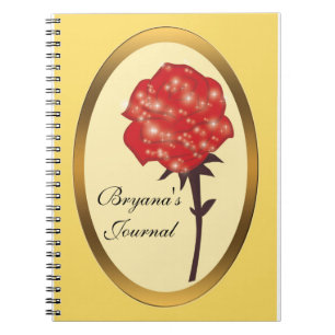 Red Enchanted Glitter Rose Notebook Journal