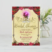 Red Enchanted Rose Beauty Bridal Shower Invitation (Standing Front)