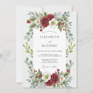 Red Enchanting Winter Wedding Invitation
