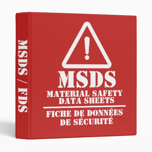 Red English and French MSDS  FDS 3 Ring Binder