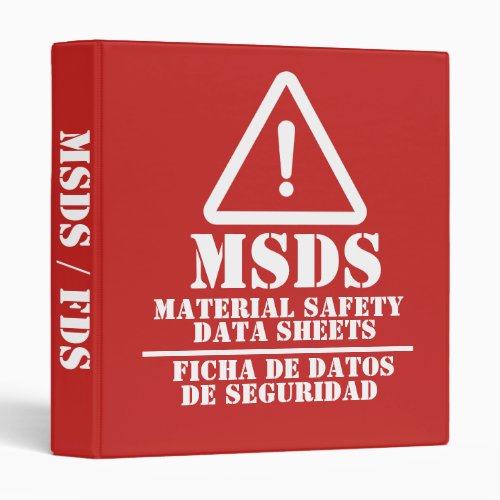 Red English and Spanish MSDS  FDS 3 Ring Binder