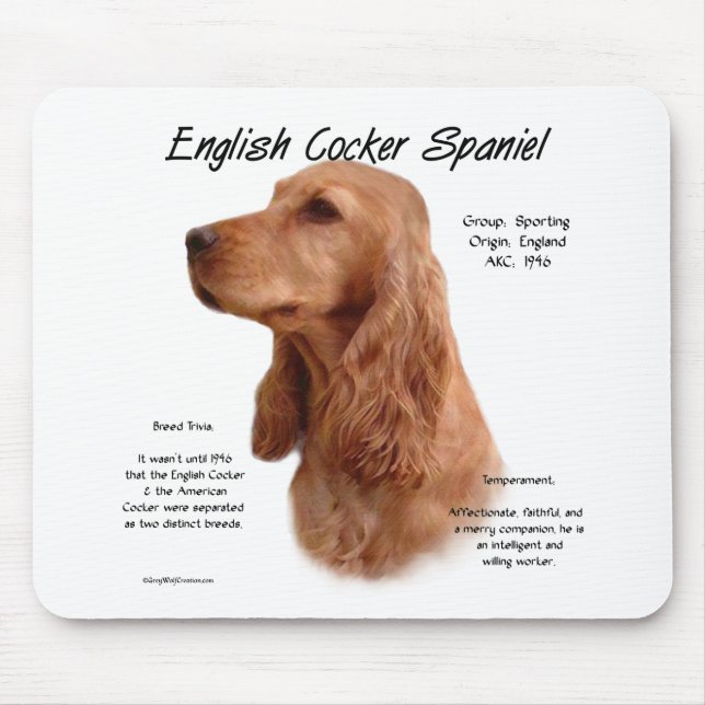 Red English Cocker Spaniel History  Mouse Pad (Front)