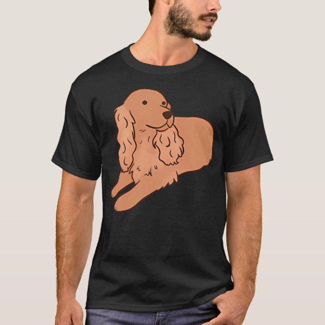 Red English Cocker Spaniel Illustration T-Shirt (Front)