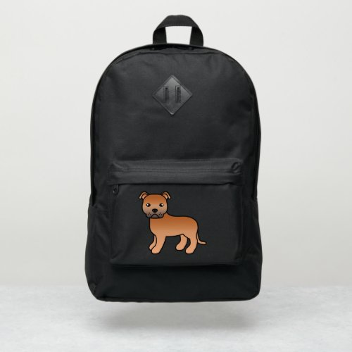 Red English Staffordshire Bull Terrier Dog Port Authority Backpack