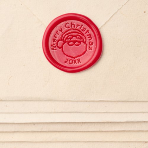 Red Engraved Style Merry Christmas Santa Claus Wax Seal Sticker