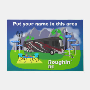 Red Entegra Aspire Class A RV Roughin' It Doormat