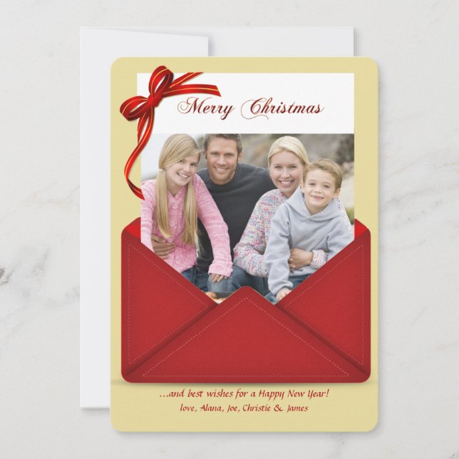 Red Envelope Holiday Photo Card (Front)