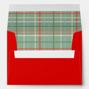 Red Envelope with Christmas Plaid Lining