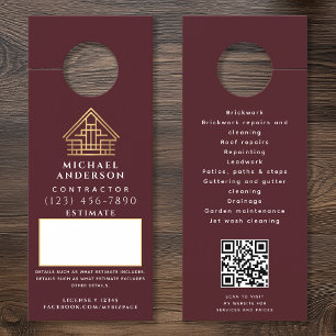 Red Estimate Quote Builder Construction QR Code Door Hanger