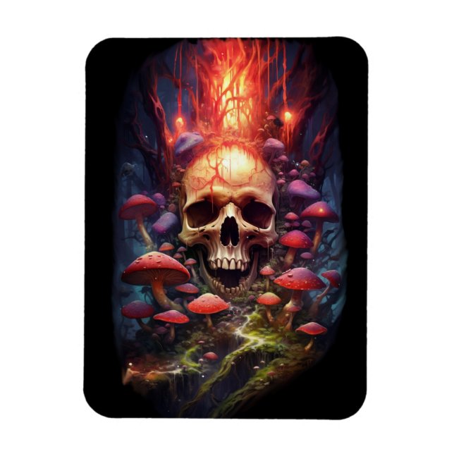 Red Ether Mushroom Skull  Magnet (Vertical)