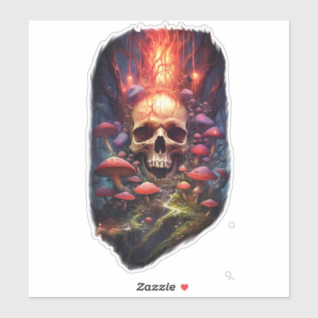 Red Ether Mushroom Skull  Sticker (Sheet)