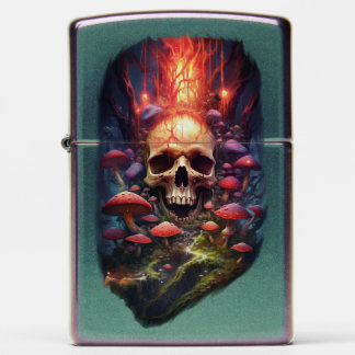 Red Ether Mushroom Skull Zippo Lighter -Iridescent