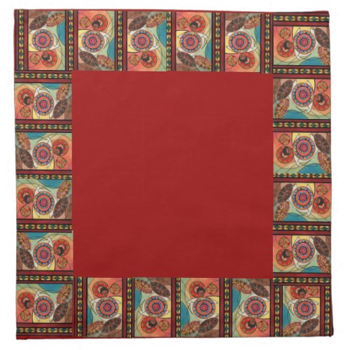 Red Ethiopian Art  Cloth Napkin