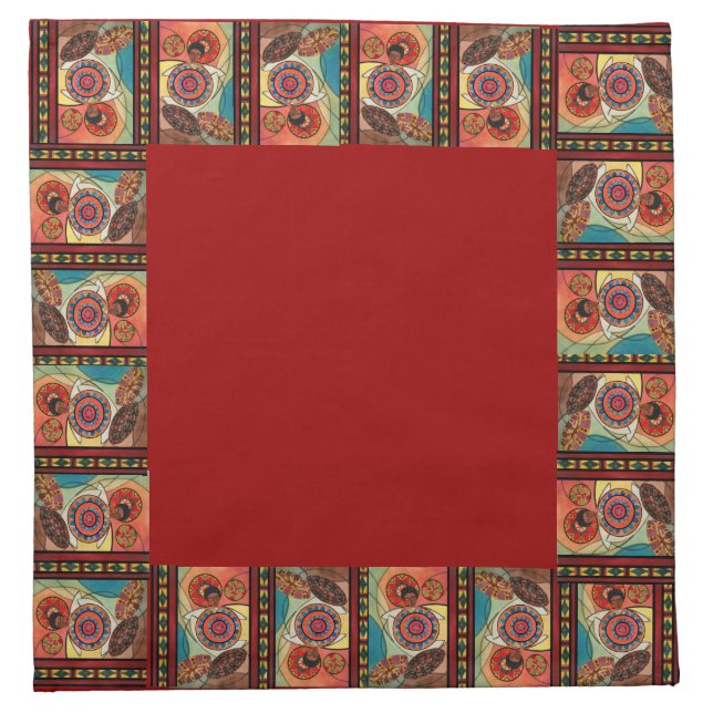 Red Ethiopian Art  Cloth Napkin (Front)