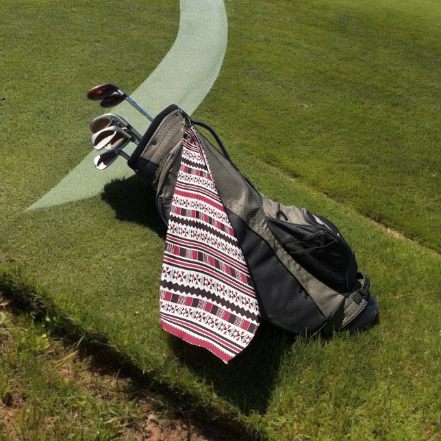 red ethnic aztec golf towel (golf towel)
