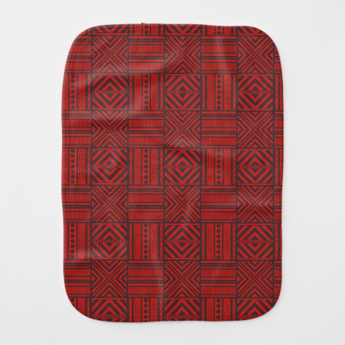 Red Ethnic Boder Pattern Baby Burp Cloth