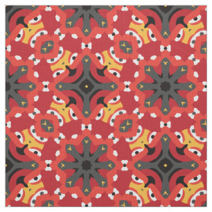 Red Ethnic Boho Oriental Arabesque Mosaic Pattern Fabric