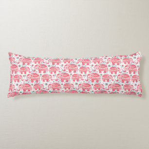 Red Ethnic Elephant Pattern Body Pillow