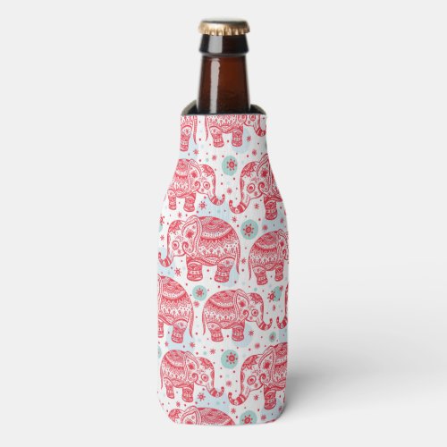 Red Ethnic Elephant Pattern Bottle Cooler