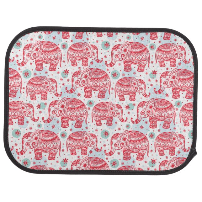 Red Ethnic Elephant Pattern Car Mat (Rear)
