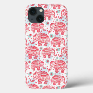 Red Ethnic Elephant Pattern iPhone 13 Case