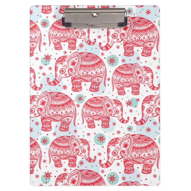 Red Ethnic Elephant Pattern Clipboard (Front)