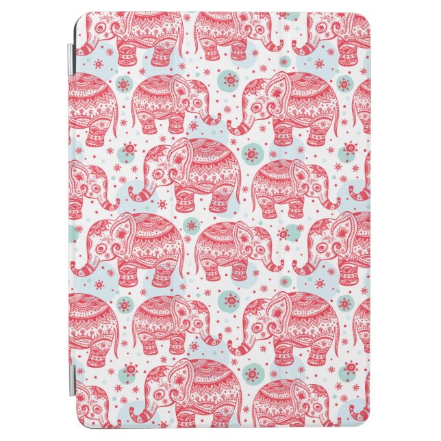 Red Ethnic Elephant Pattern iPad Air Cover (Front)