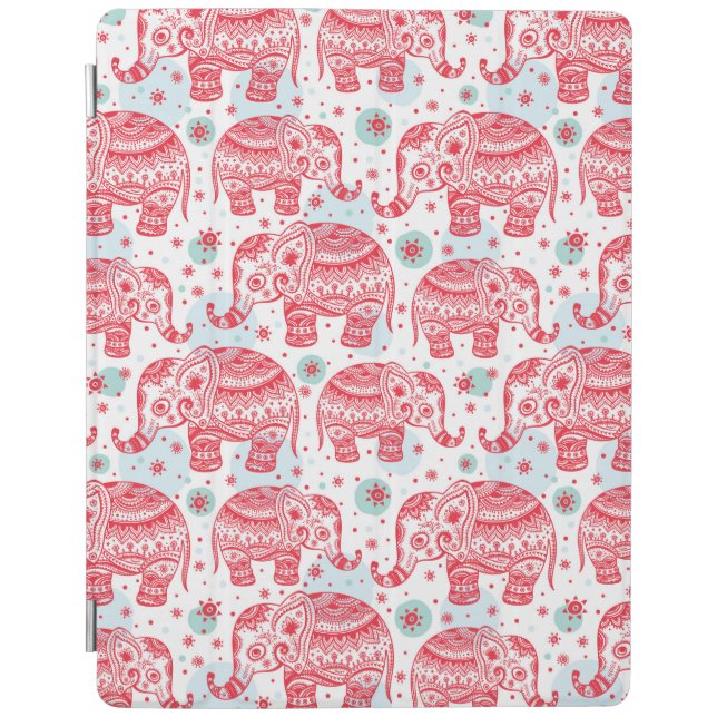 Red Ethnic Elephant Pattern iPad Smart Cover (Front)