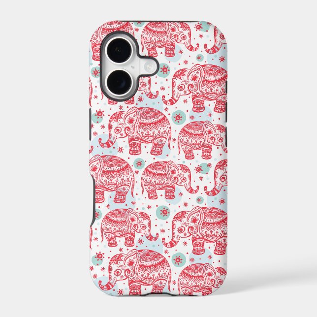 Red Ethnic Elephant Pattern Iphone Case (Back)