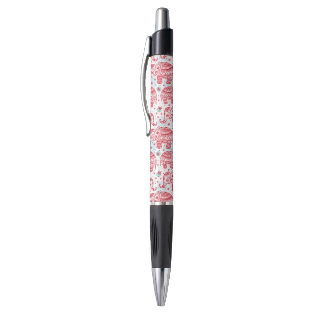Red Ethnic Elephant Pattern Pen (Top (Vertical))