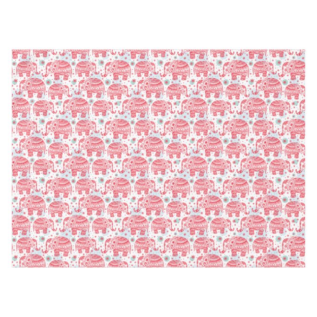 Red Ethnic Elephant Pattern Tablecloth (Front (Horizontal))