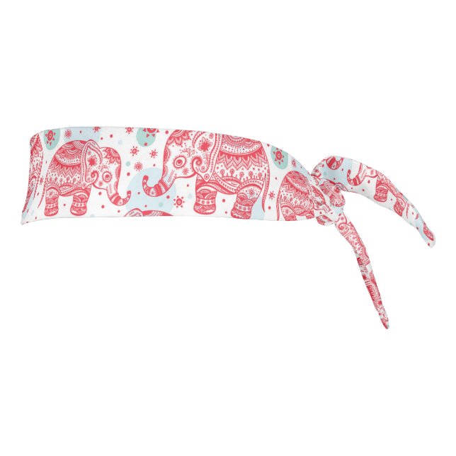 Red Ethnic Elephant Pattern Tie Headband (Rotate 90)