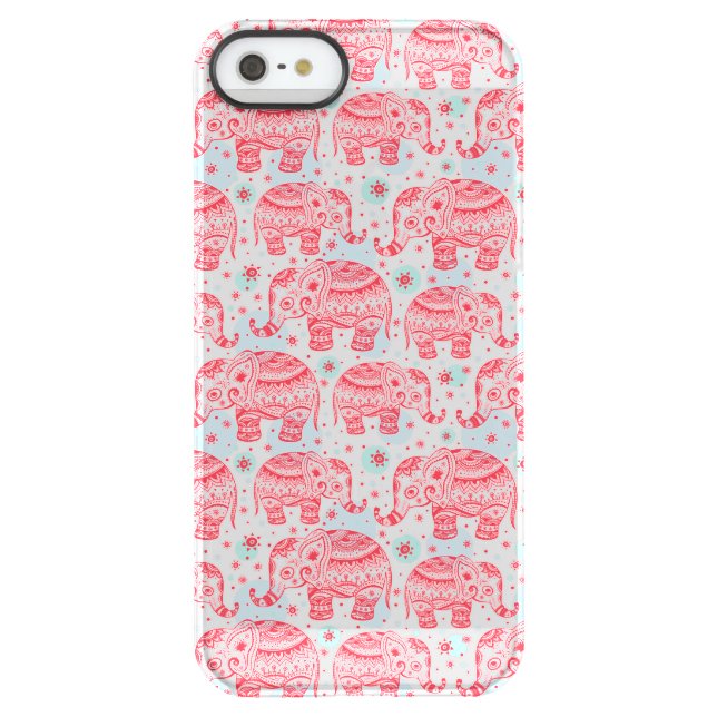 Red Ethnic Elephant Pattern Uncommon iPhone Case (Back)