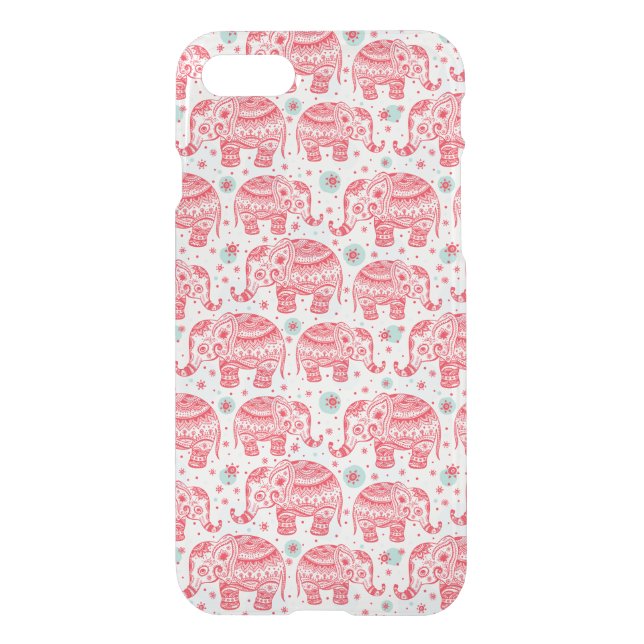 Red Ethnic Elephant Pattern Uncommon iPhone Case (Back)