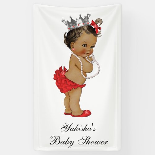 Red Ethnic Little Princess Baby Shower Banner