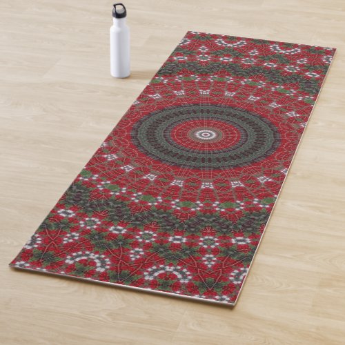 Red ethnic mandala Kaleidoscope meditation  Yoga Mat