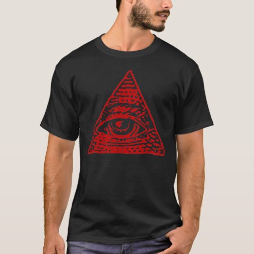 Red Evil Eye Illuminati Pyramid Symbol T_Shirt